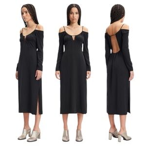 NWT Samsoe Samsoe Hollie Midi Dress in Black Size XS
